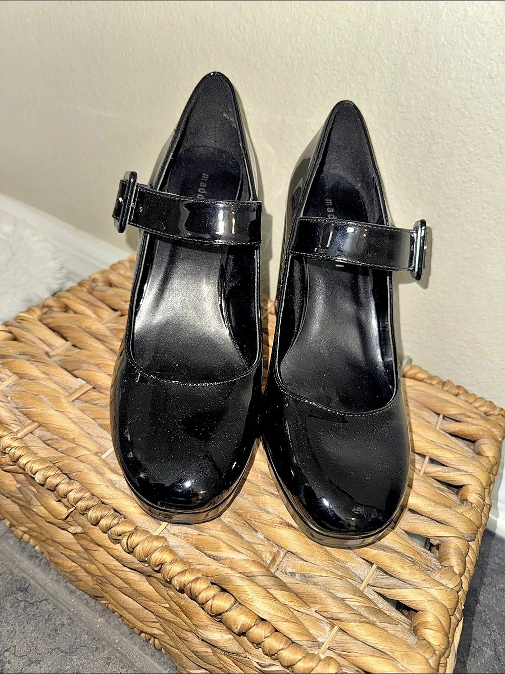 Madden Girl Patent Mary Jane Heels in Black US 10